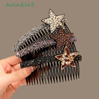 Twinkle1 หวีอะคริลิค รูปดาวห้าแฉก ประดับพลอยเทียม สําหรับเด็ก