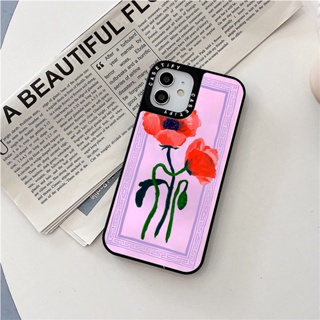 Casetify X เคสโทรศัพท์มือถือ PC แข็ง กันกระแทก กรอบลายดอกไม้ สีเงิน สีดํา สําหรับ iPhone 15 14 13 12 11 Pro MAX IX XS MAX XR 6 6s 7 8 Plus