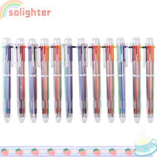 Solighter ปากกาลูกลื่น พลาสติก หลากสี 0.5 มม. 6-In-1 สําหรับบ้าน สํานักงาน