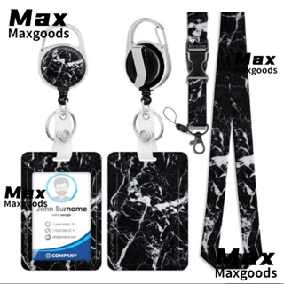 Maxg สายคล้องป้ายชื่อ ABS ลายหินอ่อน สีดํา อเนกประสงค์ 4.5*2.8 นิ้ว สําหรับสํานักงาน