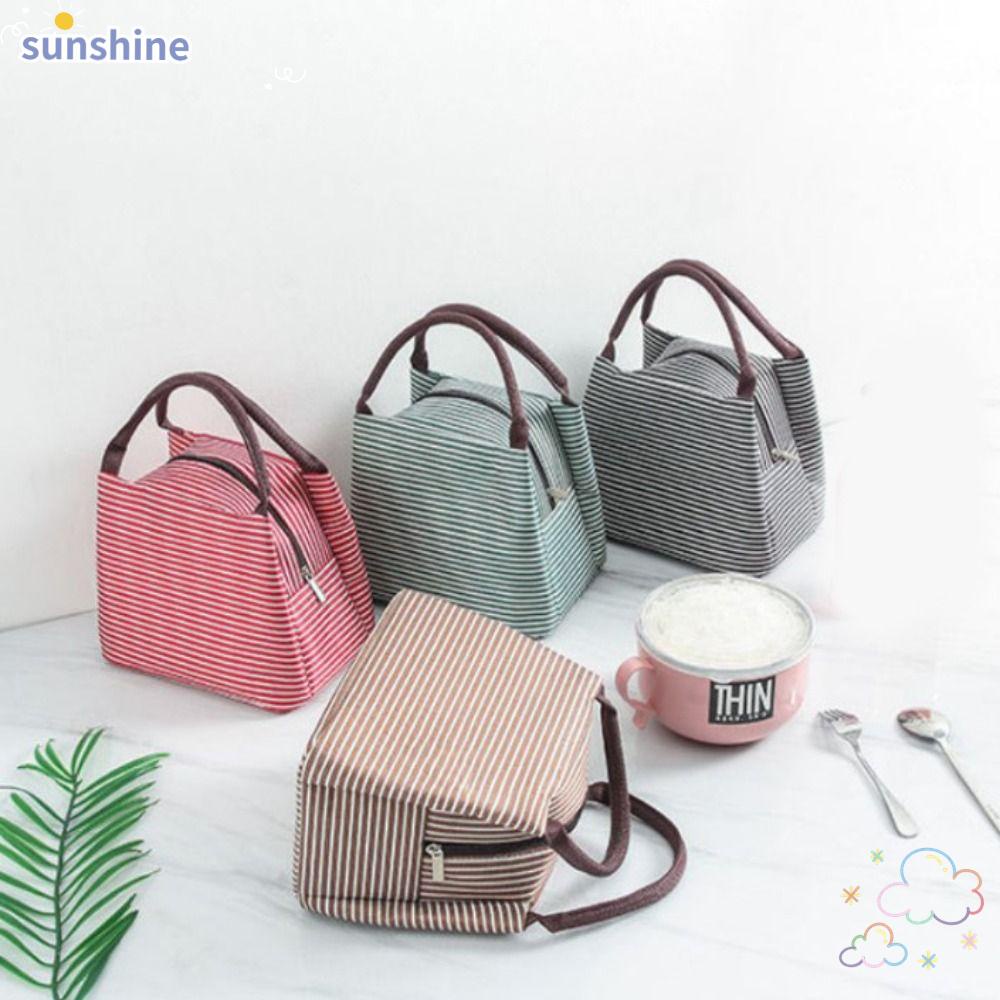 Ssunshine กระเป๋าปิกนิก เก็บความเย็น กันน้ํา ลายทาง ทนทาน สําหรับตั้งแคมป์กลางแจ้ง