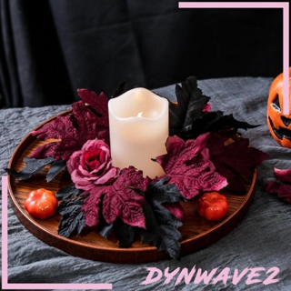 [Dynwave2] พวงมาลัยผ้าไหม ลายดอกกุหลาบ และใบไม้ สีเข้ม สําหรับตกแต่งปาร์ตี้ฮาโลวีน