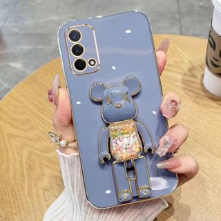 เคสโทรศัพท์ สําหรับ OPPO A77S A57 2022 A77 A95 A74 4G 5G A94 A93 Reno 5F 4F มือถือแบบนิ่ม กันกระแทก ลายหมี สีหวาน พร้อมขาตั้งวาง