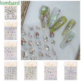 Lombard สติกเกอร์ตกแต่งเล็บ ลายตัวอักษรภาษาอังกฤษ เปลือกหอย ดอกกุหลาบ หัวใจ สีบรอนซ์ DIY