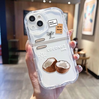 อร่อยมะพร้าว ขอบคลื่นโปร่งใส เเคสโทรศัพท์ Compatible for iPhone 11 14 13 12 15 Pro Max 7 8 14 Plus XR XS Max SE 2020