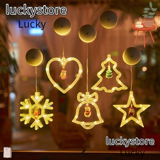 Lucky โคมไฟ LED รูปเกล็ดหิมะ ซานต้าคลอส คริสต์มาส สําหรับแขวนตกแต่งบ้าน ออฟฟิศ