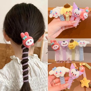 Kawaii Sanrio ยางมัดผมหางม้า แบบเกลียว ปอมปอมปุริน Kuromi Scrunchies โทรศัพท์ ลวดมัดผม เด็ก อุปกรณ์ผ้าโพกศีรษะ