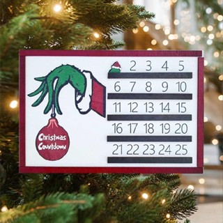 Christmas Wood Advent Calendar Rustic Wooden Countdown Hanging Wall Decoration