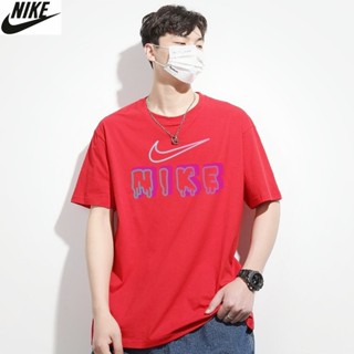 Nike เสื้อยืดลําลอง ผ้าฝ้าย แขนสั้น คอกลม พิมพ์ลาย ใส่สบาย ระบายอากาศ สําหรับผู้ชาย