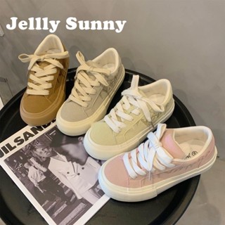  Jellly Sunny  รองเท้าผ้าใบผู้หญิง พื้นหนา ใส่สบาย สไตล์เกาหลี รองเท้าแฟชั่นผู้หญิง มีความนุ่มนวล 2023 ใหม่ FYD2390VW9 37Z230912