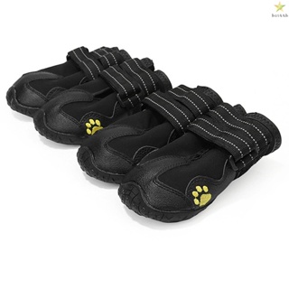 Rugged Dog Shoes Boots Waterproof Reflective Strap Pet Paw Protectors 4 PCS