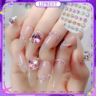 ♕ 1 ชิ้น Nail Art Crystal Pile Diamond Jewelry Crooked Heart รูปสี่เหลี่ยมผืนผ้าฝังมือเจาะไข่มุกอุปกรณ์ตกแต่งเล็บแต่งเล็บสำหรับร้านเล็บ 30 แบบ UPBEST