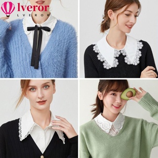 Lveror ปกเสื้อเชิ้ตปลอม ผ้าฝ้าย ถอดออกได้ สไตล์วินเทจ คลาสสิก เครื่องประดับแฟชั่น สําหรับผู้หญิง