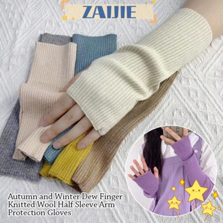 Zaijie24 ถุงมือผ้าถัก ให้ความอบอุ่น สไตล์โกธิค แฟชั่นฤดูหนาว สําหรับผู้ชาย และผู้หญิง