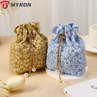 Myron ถุงผ้าแจ็คคาร์ด แบบผูกเชือก กันฝุ่น แบบพกพา สไตล์จีน สําหรับใส่เครื่องประดับ ของขวัญวันเกิด งานแต่งงาน