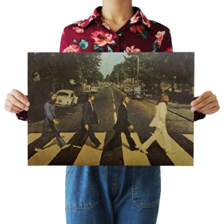 โปสเตอร์กระดาษคราฟท์ ลาย The Beatles nostalgic สําหรับตกแต่งภายในบาร์ คาเฟ่