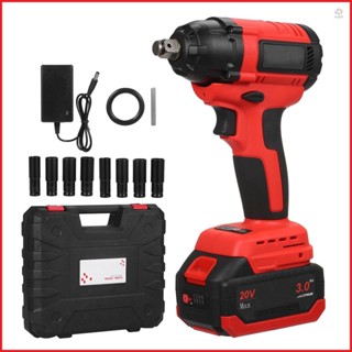 Lepmerk Brushless Cordless Impact Wrench - Durable Electric Wrench for Car Tires - 3.0A Li-ion Battery - Tool Box Included