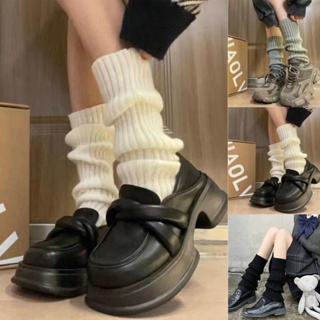 ถุงเท้าผ้าถักญี่ปุ่น สนับเข่า ถุงเท้าขานักเรียนเกาหลี ชุด Lolita JK ถุงเท้าขายาว