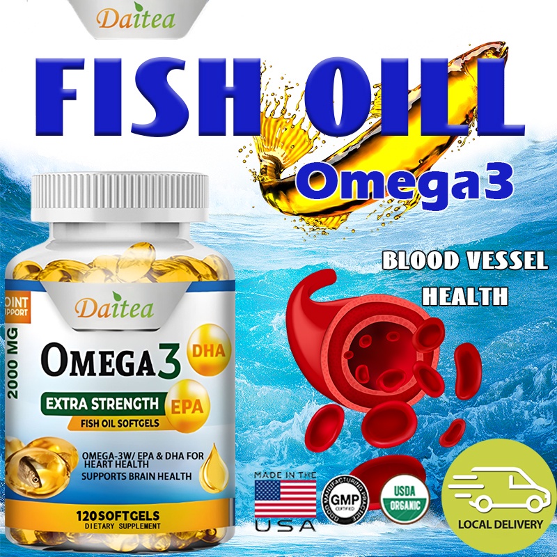 3 2000 มก. Fish Oil Softgels--High Strength EPA DHA-Anti-Aging, สุขภาพสมองและประสาท, สุขภาพหัวใจ, กา