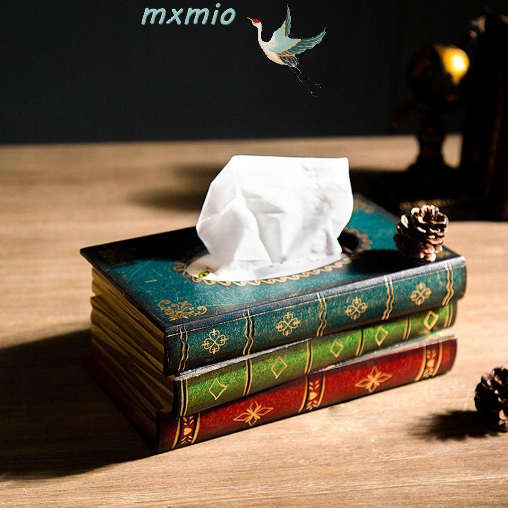 Mxmio ที่ใส่ทิชชู่ กระดาษทิชชู่ รูปหนังสือ สไตล์วินเทจ สําหรับตกแต่งบ้าน