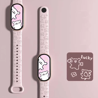 สําหรับ Xiaomi miband 9 Mi Band 8 miband 7 miband 6 miband 5 สาย 3D เลเซอร์นูนเปลี่ยนสายรัดข้อมือสร้อยข้อมือซิลิโคนสําหรับ Xiaomi Band 7 สาย miband 5 miband 6 สาย