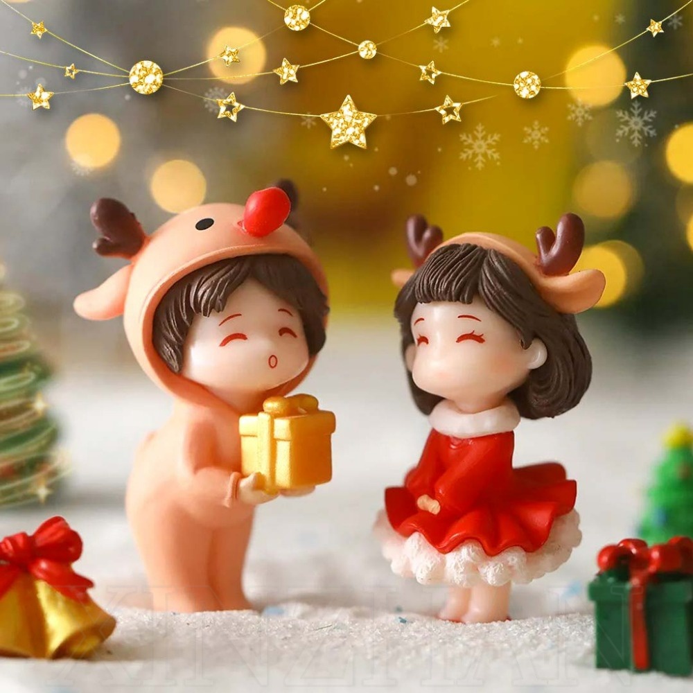 1 คู่ คริสต์มาส คู่รัก รูปปั้น ตกแต่งโต๊ะ / ฤดูหนาว ไมโคร ภูมิทัศน์ ตุ๊กตาน่ารัก เครื่องประดับ / ตกแต่งสวนปีใหม่ / สุขสันต์วันคริสต์มาส ตุ๊กตาคู่รัก