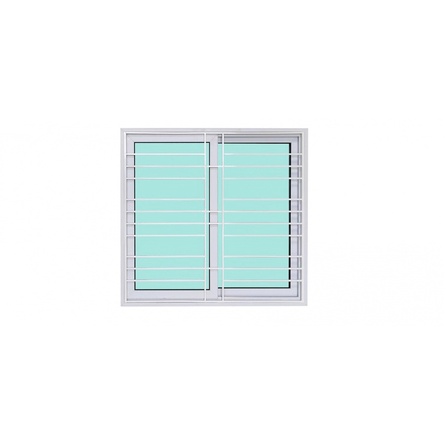 shophome468-WELLINGTAN หน้าต่างไวนิลบานเลื่อน SS ขนาด 120x110ซม. สีขาว  มีเหล็กดัด พร้อมมุ้ง รับประกันของเเท้