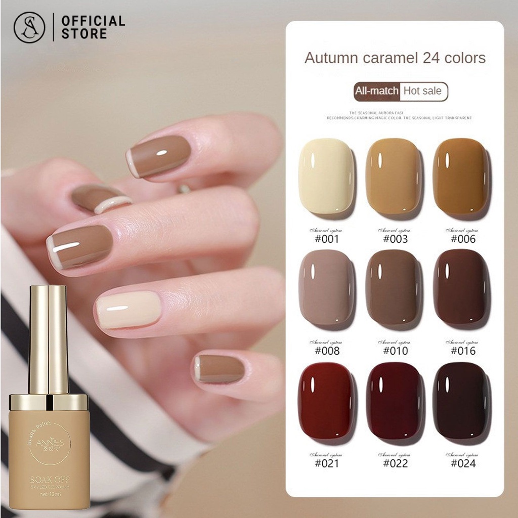 สีทาเล็บเจล สีเจล เจลทาเล็บ UV แด กาวทาเล็บคาราเมล 12 มล ANNIES สมัครง่าย สําหรับตกแต่งเล็บ