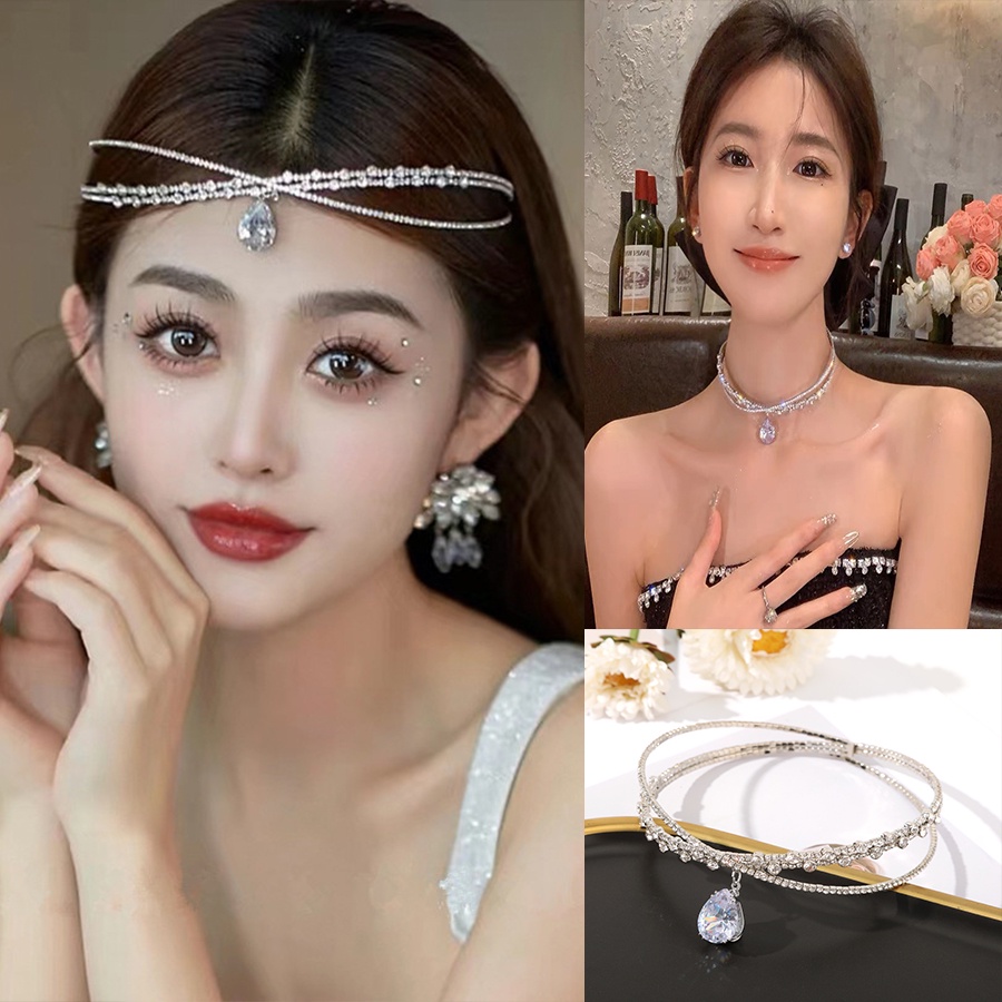 Awaytr ที่คาดผม ทรงหยดน้ํา สีเงิน อเนกประสงค์ 31 ซม. สําหรับผู้หญิง เครื่องประดับผม