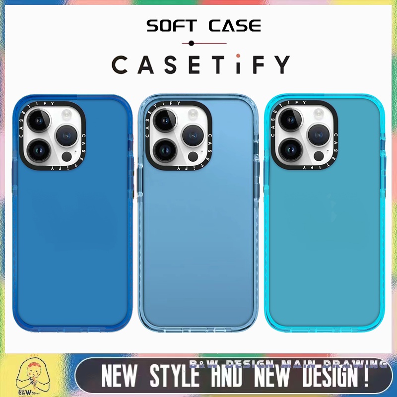 เคสโทรศัพท์มือถือแบบนิ่ม กันกระแทก ลายเรียบง่าย สีฟ้า สําหรับ iPhone 15ProMax 15Pro 15Plus 15 14 13 12 11 Pro Max