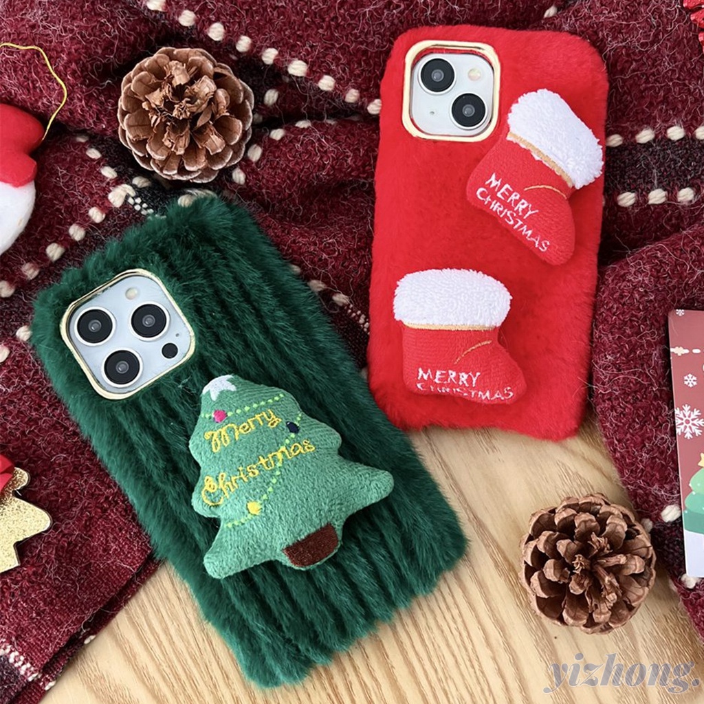 เคสโทรศัพท์มือถือ TPU แบบนิ่ม ป้องกันรอยขีดข่วน ป้องกันสิ่งสกปรก ลายต้นคริสต์มาส สําหรับ iPhone 11 15 Pro Max 14 13 12P XR