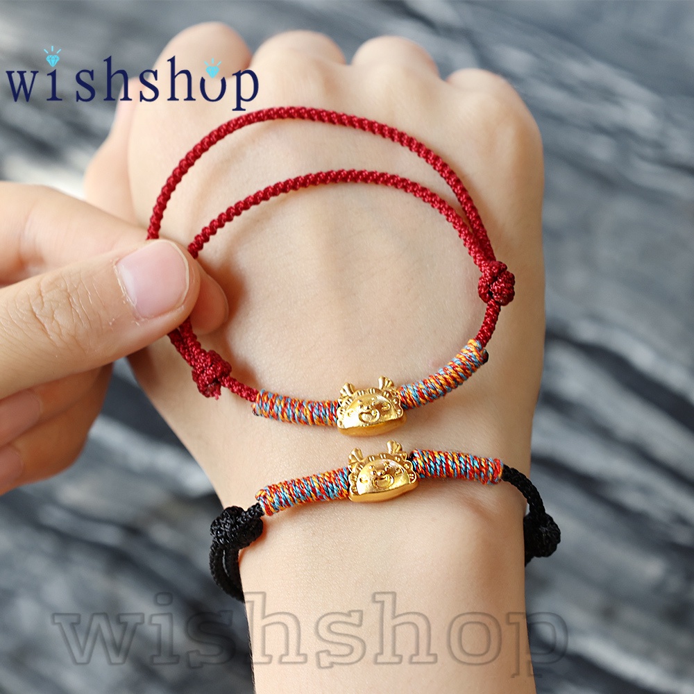 สร้อยข้อมือจี้การ์ตูนมังกร - เชือกถัก สีแดง ปรับได้ - อุปกรณ์เครื่องประดับ - แฟชั่น, แฮนด์เมด - ของขวัญคู่รัก - เทศกาลปีใหม่ - ป้ายนําโชค - สําหรับผู้หญิง ผู้ชาย
