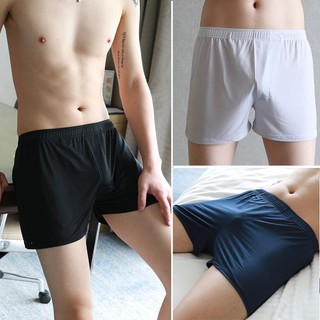 Kingdafa ผู้ชายชุดชั้นใน Plus ขนาด L-5XL ผ้าเย็นผู้ชายนักมวยสีทึบกางเกงขาสั้นผู้ชายหลวม Boxer Trunk