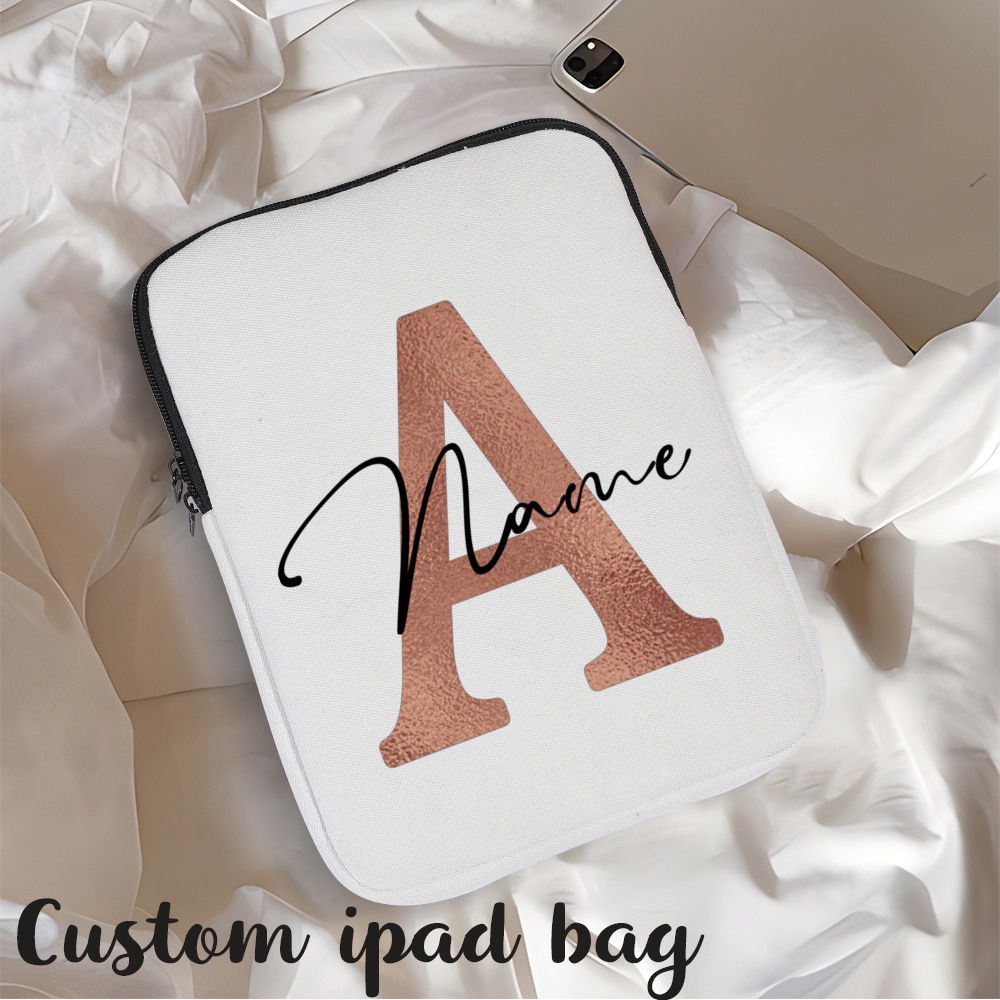 กระเป๋าถือ ผ้าแคนวาส แต่งซิป กันน้ํา สีทอง เหมาะกับการเดินทาง สําหรับ Ipad Ipad Poach