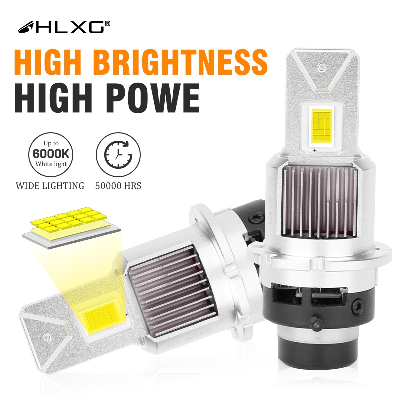Hlxg D2S LED D4S D1S D3S หลอดไฟหน้ารถ HID D2H D1R D3R ซีนอน 6000K ปลั๊ก &amp; เพลย์ ไฟตัดหมอกอัตโนมัติ ไฟเทอร์โบ LED สูงต่ํา