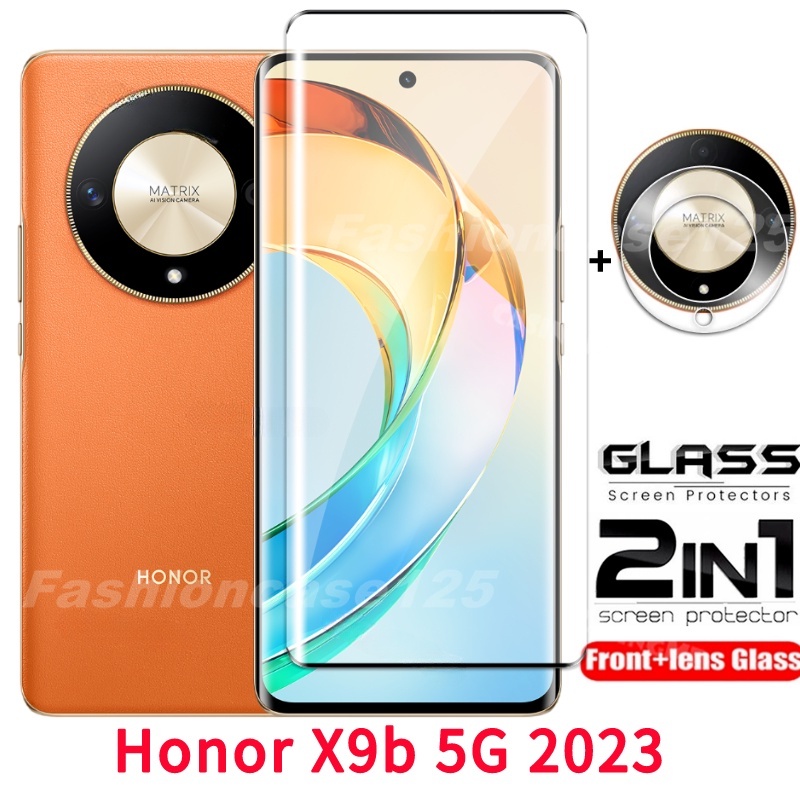 สําหรับ Honor X9b 5G Honor X9C 5G 2024 2023 โค้งฟิล์ม 2 ใน 1 ป้องกันหน้าจอคลุมทั้งหมดกระจกนิรภัยสําห