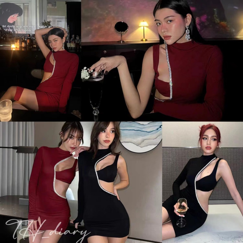 (จัดส่งจากกรุงเทพฯ) ฤดูร้อนรูปแบบใหม่ เซ็กซี่ ผอมเพรียว ดีไซน์ไหล่ข้างหนึ่ง งานสังสรรค์ กระโปรงยาว