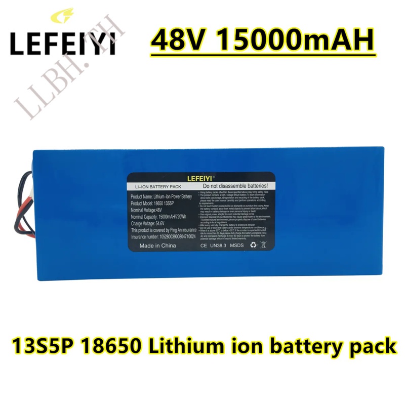 48V 15ah จักรยานไฟฟ้า18650แบตเตอรี่ลิเธียม13s5p 1000W สกู๊ตเตอร์ชุดแบตเตอรี่48V 15ah จักรยานไฟฟ้า54.