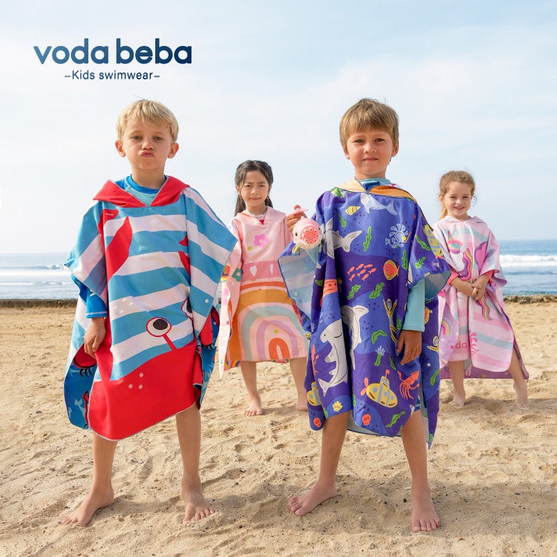 VODA BEBA กที่สุด ผ้าขนหนูคลุมอาบน้ำเด็ก เสื้อคลุมอาบน้ำ ลายการ์ตูน
