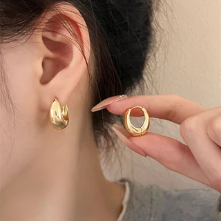 พร้อมส่ง ต่างหูห่วงโลหะ เงิน 925 18K เครื่องประดับ สไตล์คลาสสิก