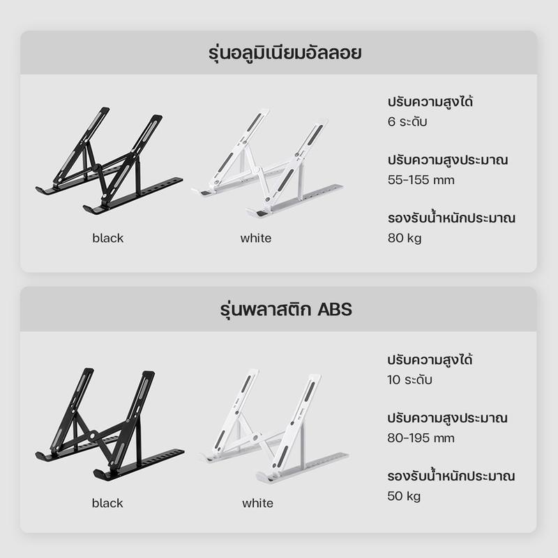 ที่วางโน๊ตบุ๊ค แท่นวางโน๊ตบุ๊ค ที่รองโน๊ตบุ๊ค ขาตั้งแท็บเล็ต laptop stand แบบอลูมิเนียม/แบบพลาสติก  #A-040 - รูปที่ 5