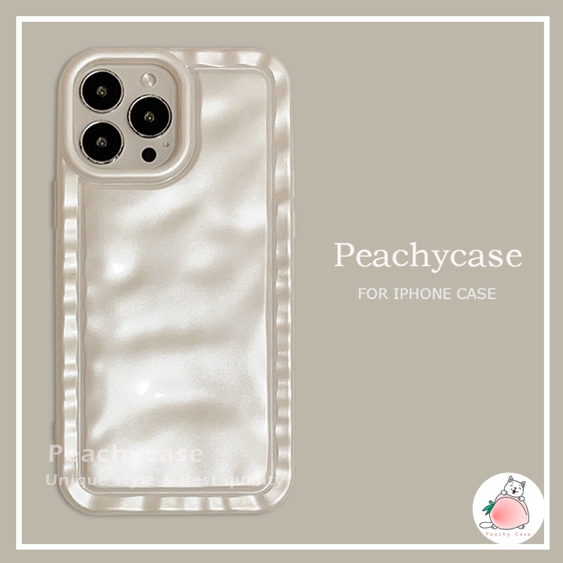 เคสโทรศัพท์มือถือ TPU กรอบหยัก กันกระแทก ประดับไข่มุก สีขาว แวววาว คุณภาพสูง สําหรับ iPhone 15 14 13 12 Pro Max 11 15promax