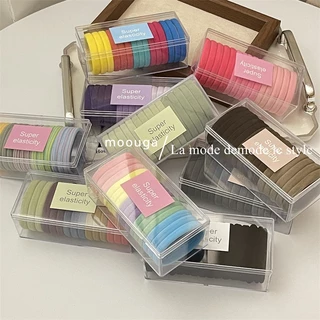 Moouga ยางรัดผม แบบยืดหยุ่นสูง ไร้รอยต่อ ทนทาน สีแคนดี้ เรียบง่าย แฟชั่นฤดูใบไม้ร่วง ฤดูหนาว สําหรับผู้หญิง