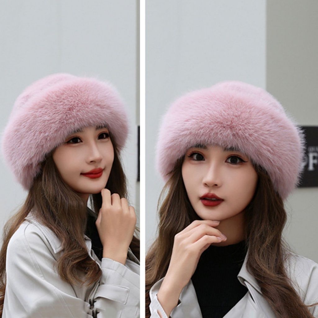 {poeryie} หมวกผ้ากํามะหยี่ขนนิ่ม ให้ความอบอุ่น แฟชั่นฤดูหนาว สําหรับผู้หญิง