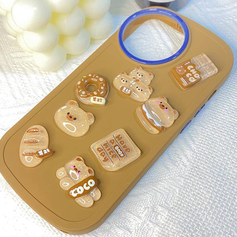 โปร่งใสการ์ตูนช็อกโกแลตหมี Jibz Cro รองเท้า Charm DIY น่ารักเรซิ่นอุปกรณ์เสริม DIY เคสโทรศัพท์เครื่องประดับอุปกรณ์เสริมรองเท้าหัวเข็มขัด