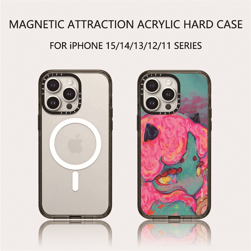 Casetify X Psyche เคสโทรศัพท์มือถืออะคริลิค TPU แข็ง ใส ขอบสีดํา พร้อมกล่อง สําหรับ Apple IPhone 11 12 13 14 15 Pro Max