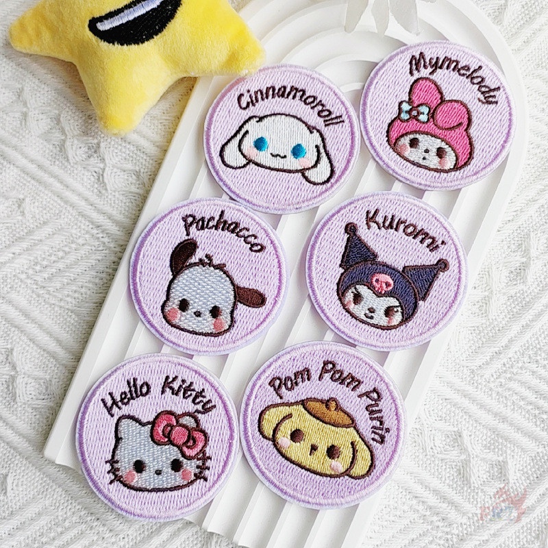 Round Shape Cartoon Characters Self-adhesive Sticker Patch 1Pc DIY Iron on Sew on Clothes Bag Accessories Decor Badges Patches
