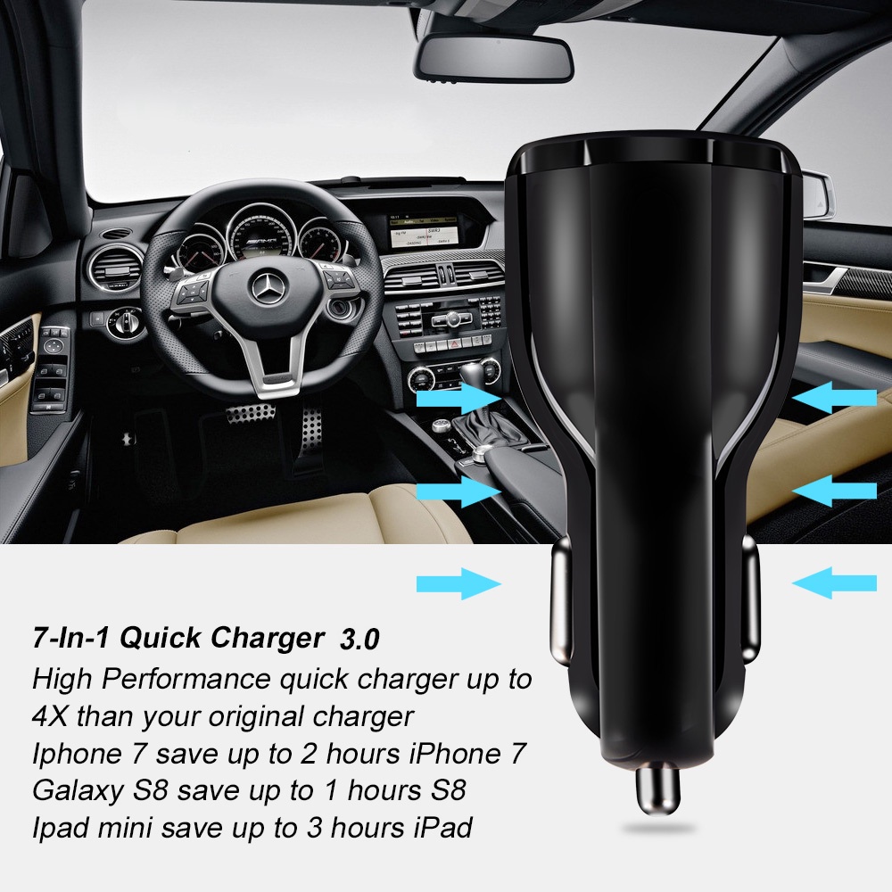 4.8a Dual USB Car Charger Fast Phone Charge Quick Charge QC 3.0 อะแดปเตอร์ชาร์จในรถ