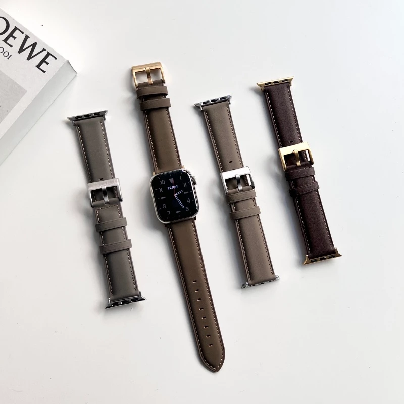 สายนาฬิกาข้อมือหนังแท้ สําหรับ Apple Watch Series 11 10 9 Ultra 8 7 6 SE 5 4 3 iWatch 42/46/44/40/41/42 มม. 45 มม. 49 มม.
