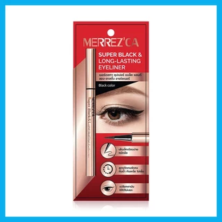 Merrezca Super Black Long-Lasting Eyeliner 0.8g เมอร์เรซกา อายไลเนอร์ หัวเมจิกเส้นเรียวเล็ก.